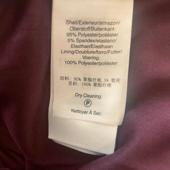 NWT DKNY Mesh Long Sleeve Ruched Sheath Dress Burgundy Cocktail Abstract Size 12 - Picture 8 of 8